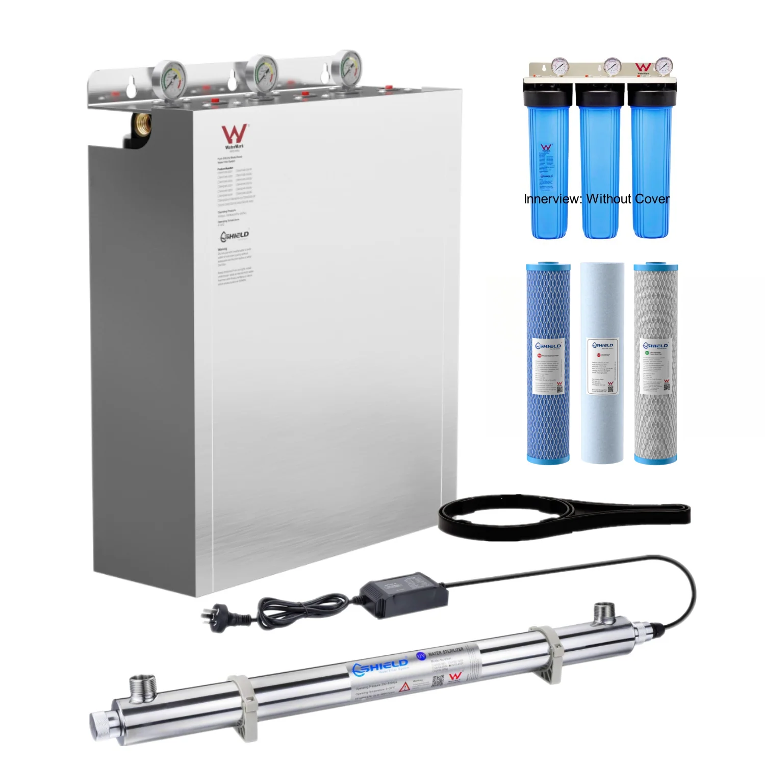20” x 4.5” Whole House Water Filter System with Stainless Steel Cover UV Sterilizer | Australian Standard WaterMark Certified | Wall Mount - Image 6