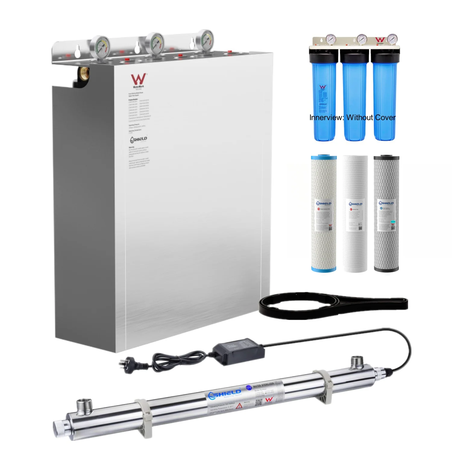 Triple Whole House Rain Tank Water Filter System Ultraviolet Sterilizer Kill Bacteria Parasites Viruses | WaterMark Certified | 20" x 4.5" - Image 9